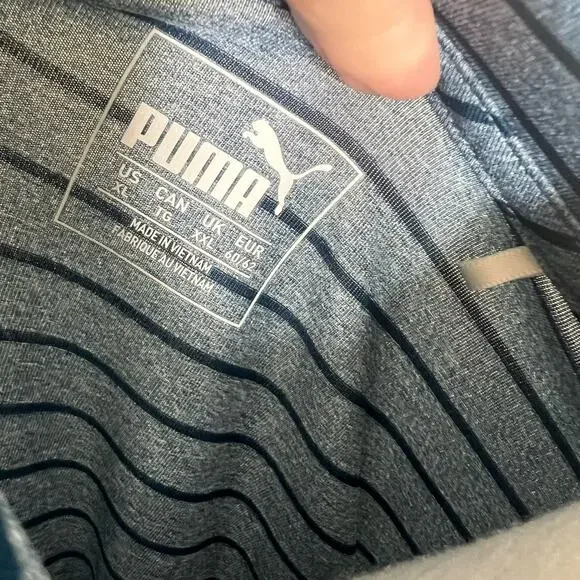 Puma Golf Polo Shirt XL Mens Blue Performance Striped Athleisure Sports Outdoor - Picture 6 of 7